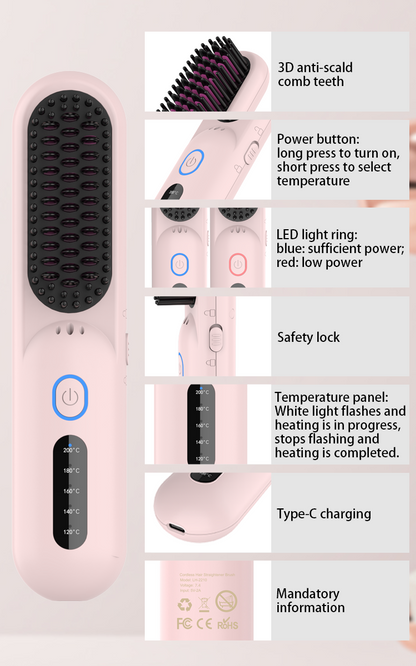 Draadloze Electrische Stijlborstel Roze